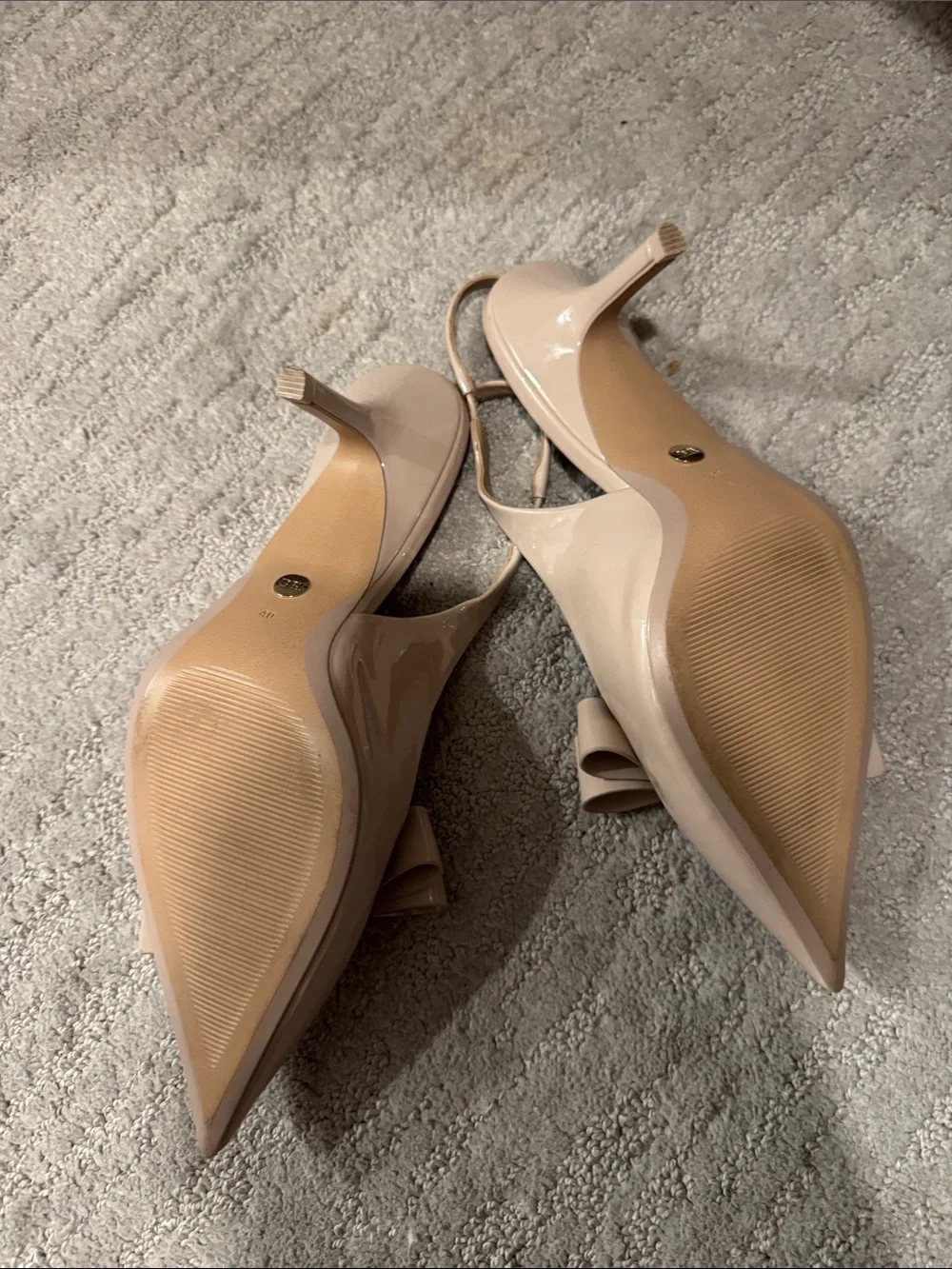 Zara Blush Bow Pointed Toe Slingback Pumps